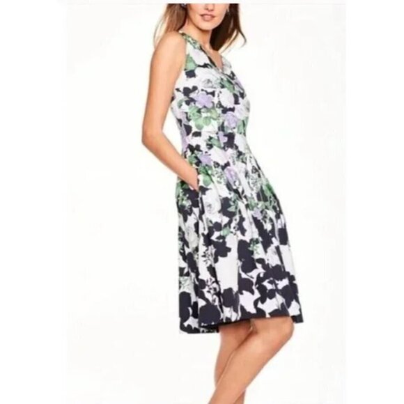 Talbots Oprah Collection Dress Womens 8 Floral Sleeveless Faux Wrap Cotton - Picture 1 of 6